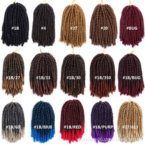 Spring Twist 8''12" 110g Luxury Fluffy  CrochetHair Extensions Black Brown Burgundy Ombre Crochet Braids Synthetic Braiding Hair